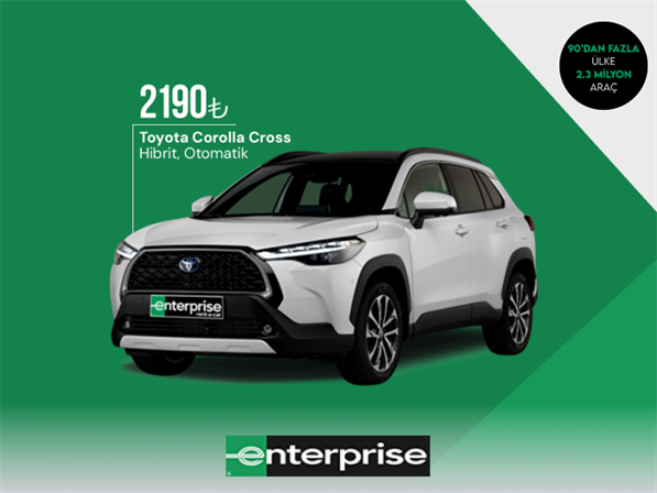 Enterprise’da Toyota Corolla Cross Hybrid otomatik 2.190 TL’den kiralama ayrıcalığı!