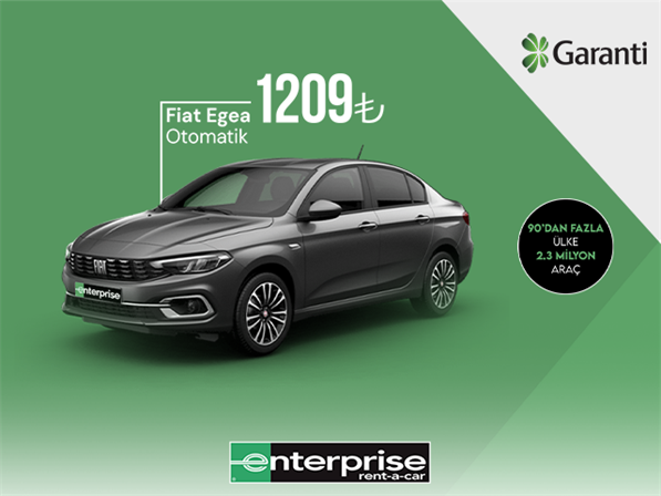 Enterprise’da Fiat Egea Otomatik 1.209 TL’den kiralama ayrıcalığı!